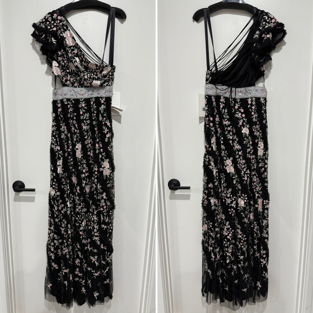 Mac Duggal Floral Embroidered One Shoulder Formal Open Back Gown - 4 - Picture 4 of 4